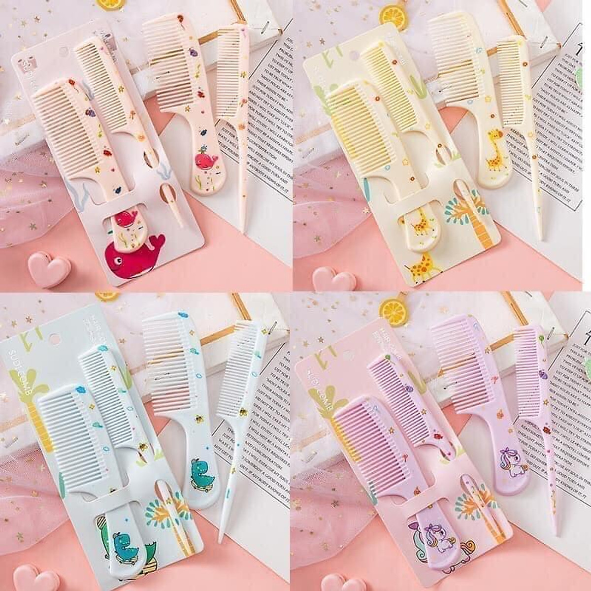 Set 2 lược chải tóc hình cute