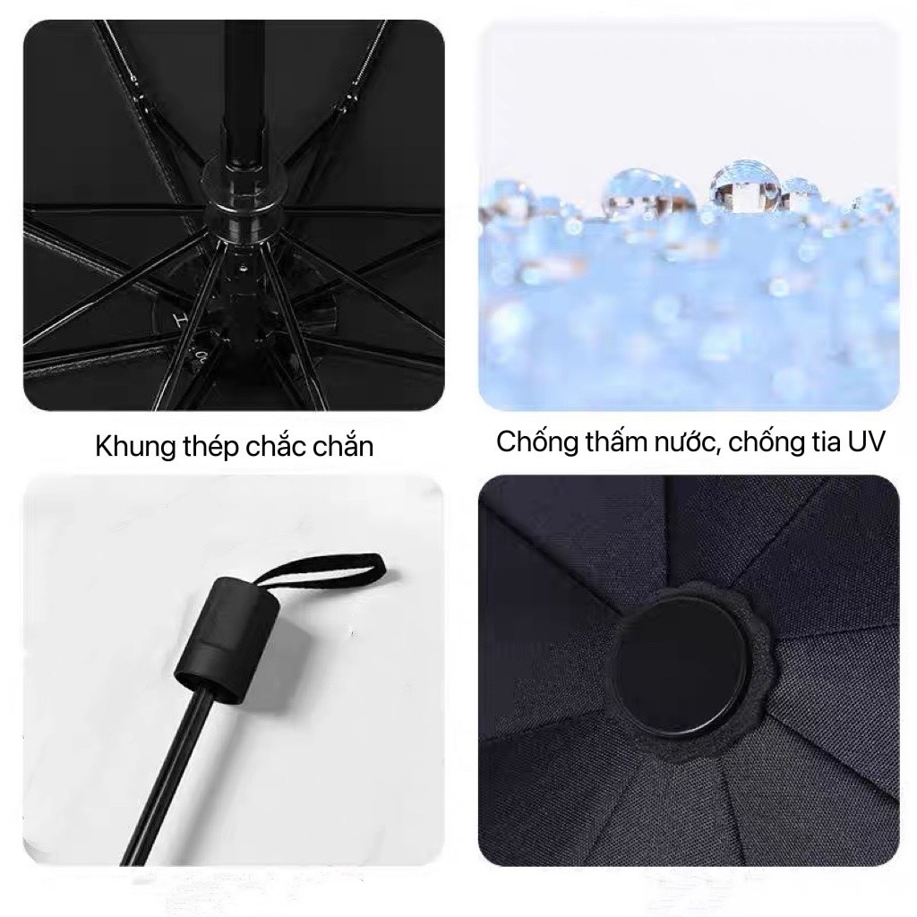 Ô che mưa nắng gấp gọn phủ lớp chống tia UV cao cấp, dù cầm tay 2 lớp dày dặn chống thấm mau khô