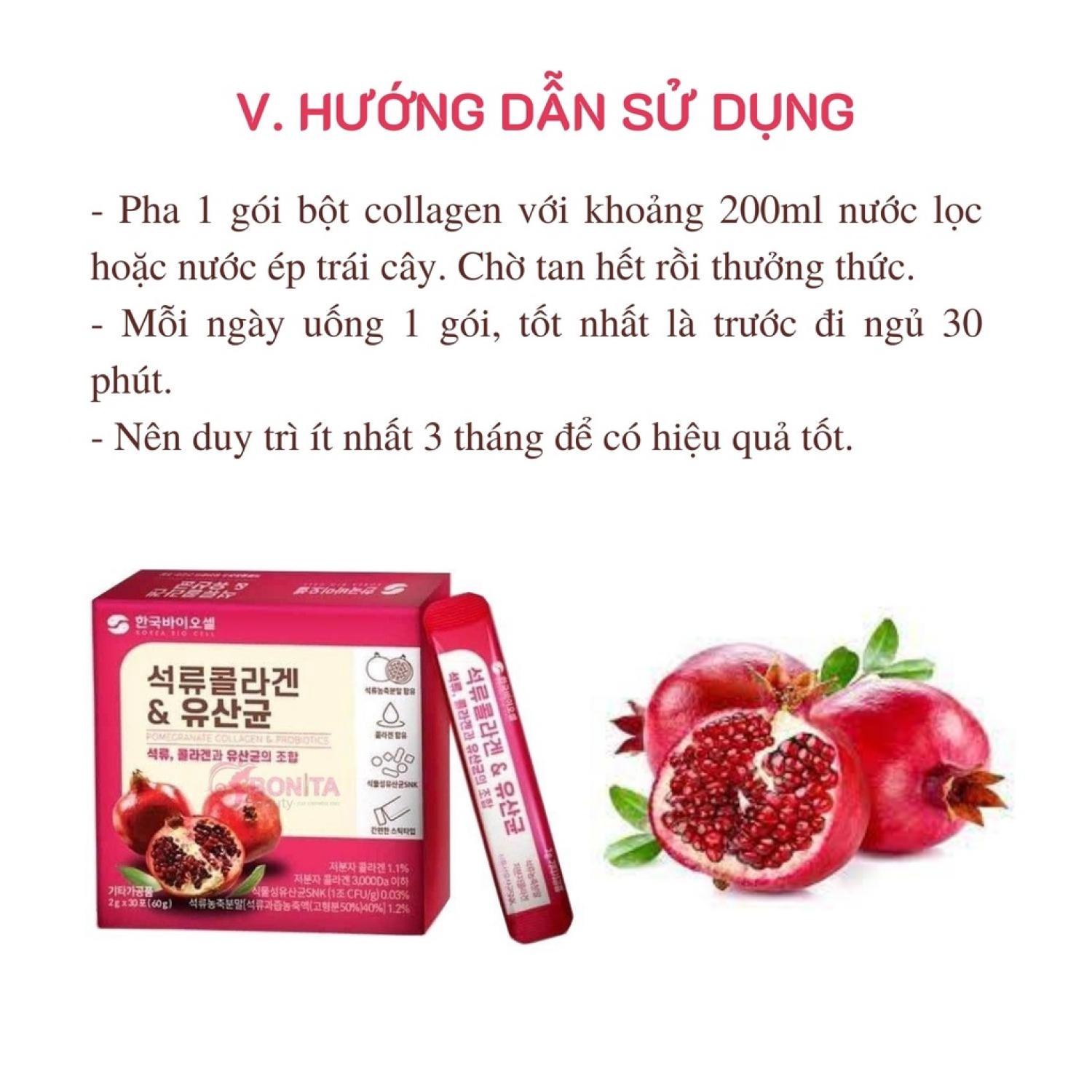 Bột collagen lựu đỏ Bio Cell Hàn Quốc hộp 30 gói (Hàng chính hãng)