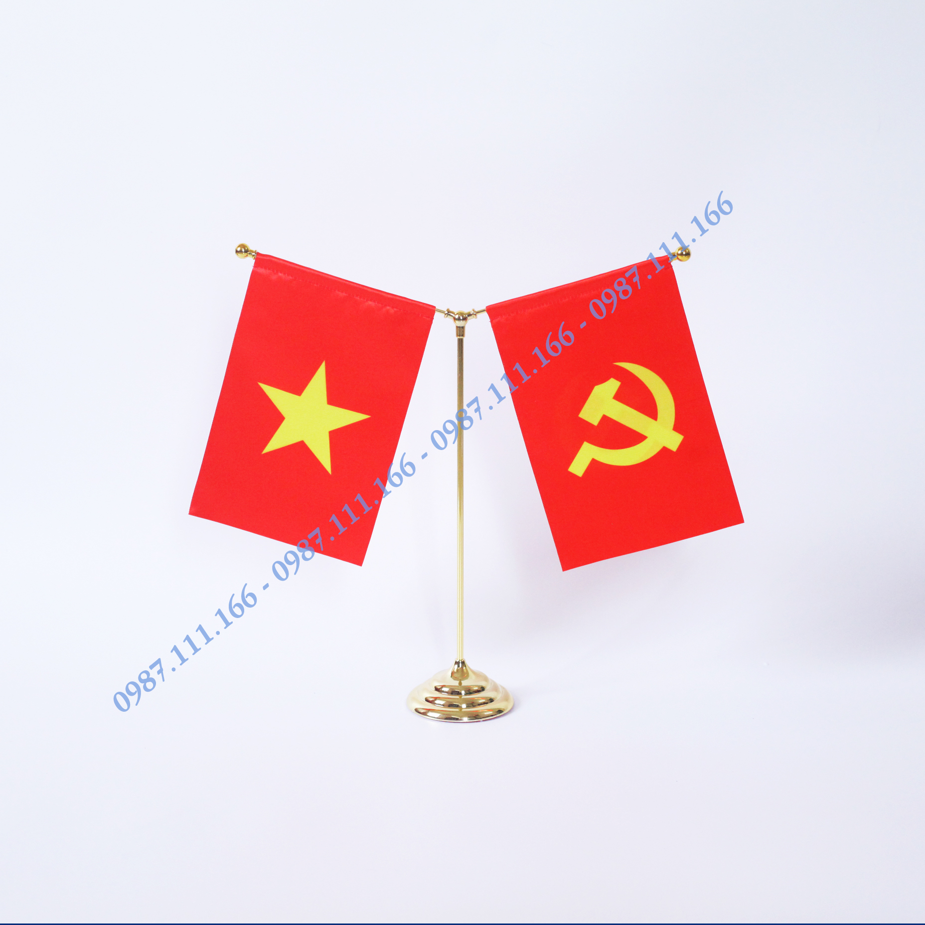 Cờ Để Bàn mạ vàng cao cấp cắm 2 cờ