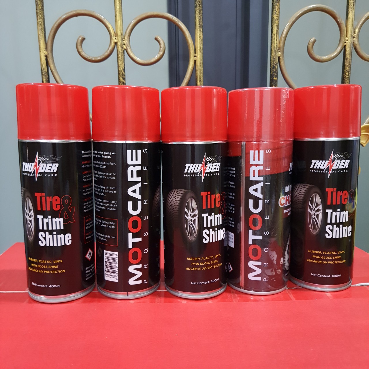 Chai Dưỡng, Phục Hồi Nhựa Nhám, Bóng Vỏ Xe Thunder Tire Trim Shine 400ML-Cao Cấp Chính Hãng Cho Mọi Loại Xe. 