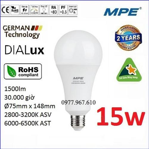NEW Bóng led bulb 15W cao cấp MPE  tiêu chuẩn Châu Âu