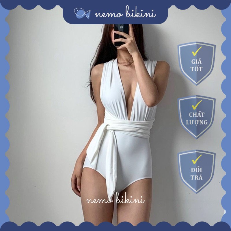 Đồ bơi nữ, bikini đi biển 1 mảnh dây buộc eo Nemo Bikini B54