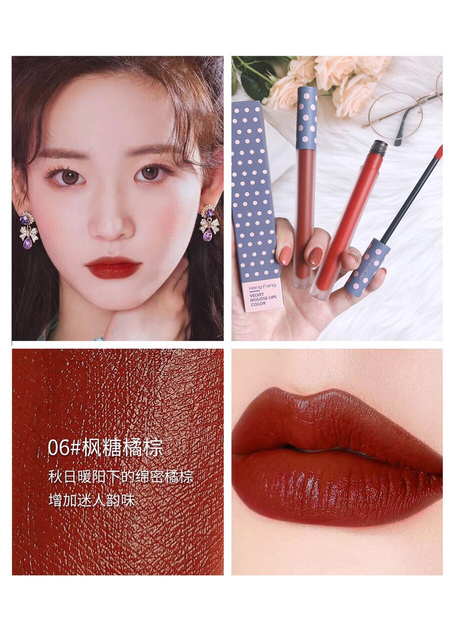 [HCM]Son kem hengFang Velvet Mousse chấm bi Lẻ 1 Cây .