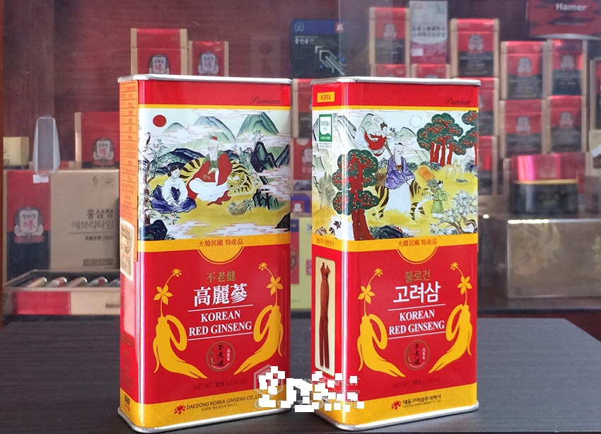Hồng sâm củ khô Hàn Quốc Deadong hộp thiếc 6 tuổi 37,5g 2-3 củ ( Mẫu mới )