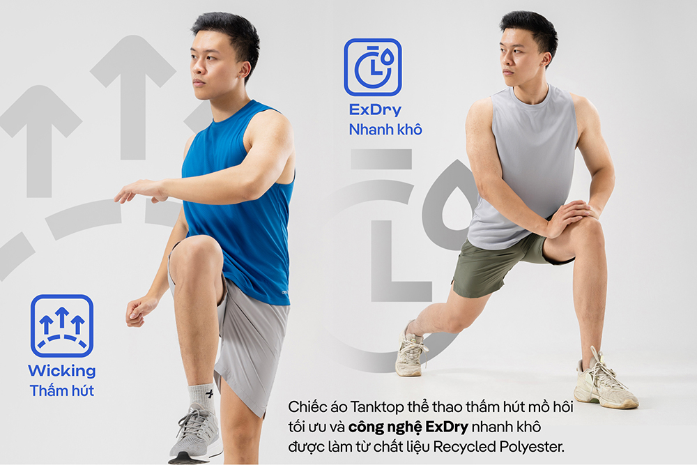 Áo ba lỗ Tanktop thể thao đa năng Active Essentials thấm hút, thoáng mát, nhanh khô - Coolmate