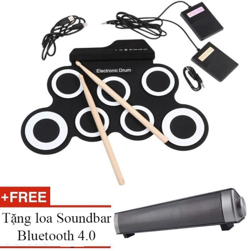 Euro Quality trống điện tử cho bé Electronic Drum Portable USB (Black White) + tặng loa sounbdbar 4.0