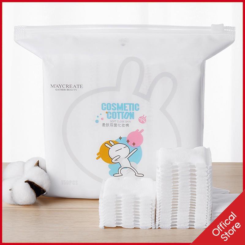 Bông tẩy trang Cosmetic Cotton Maycreate gói 150 miếng