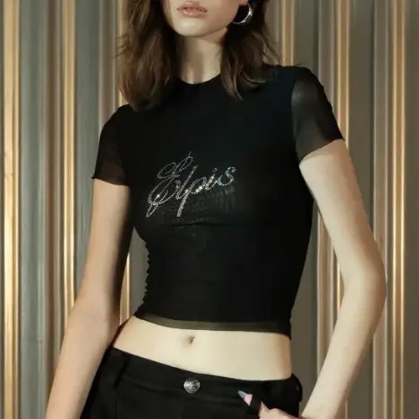 ELPIS - Áo babytee lưới thun trendy y2k FW22T01