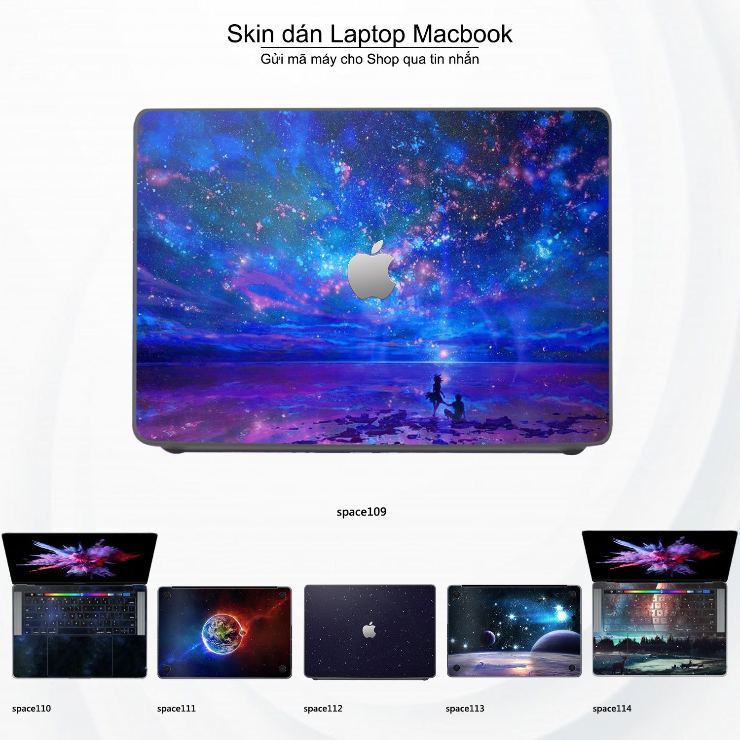 Decal Skin dán Macbook, laptop mẫu không gian (inbox mã máy cho shop)