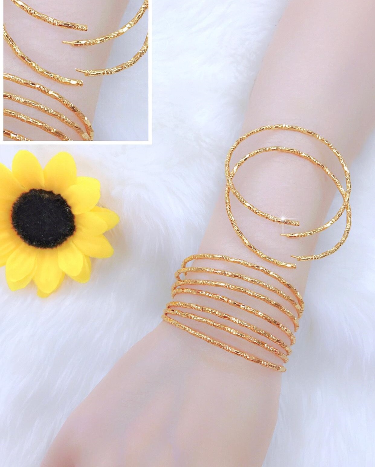 Mẫu Ximen Trúc, 7 Chiếc Có Khoá Bấm, Giống Vàng Thật - GiVi Shop - XM070749 (Bền Màu, Không đen) - Thiết kế Phù Hợp Với Mọi Lứa Tuổi, [ bo ximen vang 18k, bo vong ximen vang 18k 4 chi, bo vong ximen vang 24k, bo vong ximen vang trang ] 47R