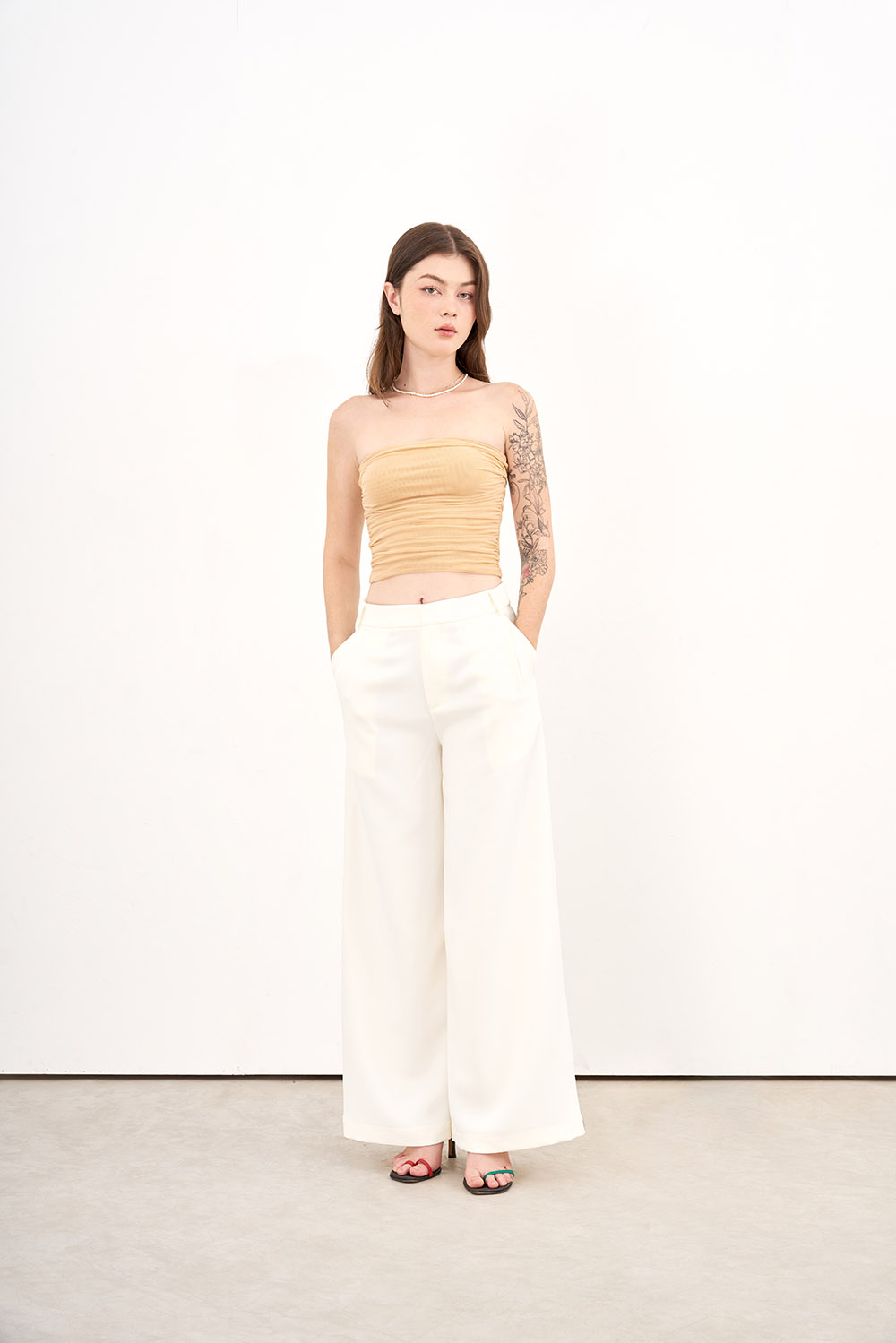 [OUTLET SALE] DOTTIE - Áo cúp ngực vải tule - Da - T0753