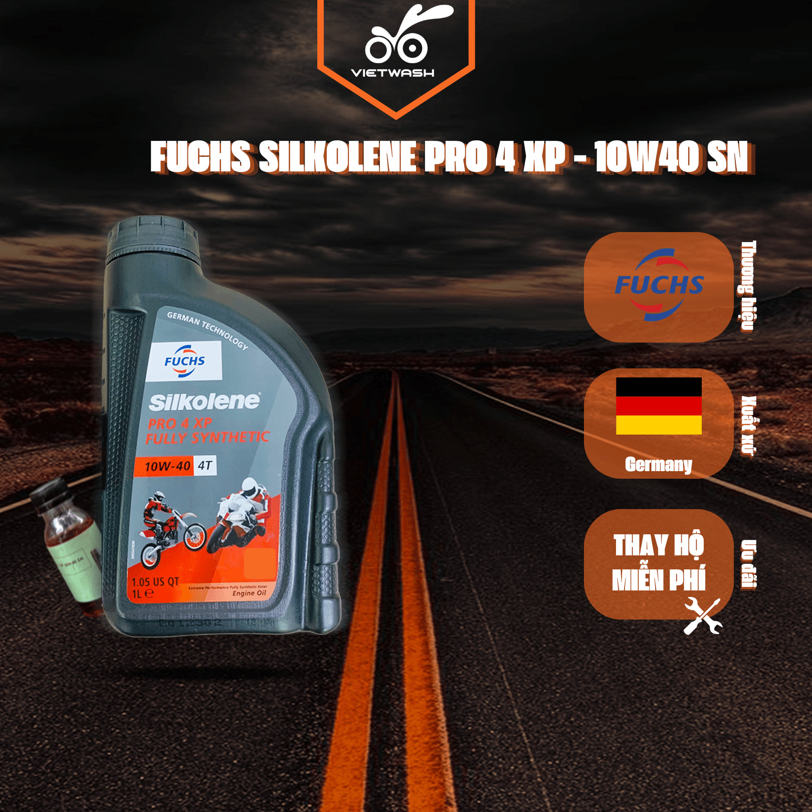 [FUCHS] Nhớt xe số Fuchs Silkolene Pro 4 XP 10W40 API SN 1L [MIỄN PHÍ CÔNG THAY NHỚT]