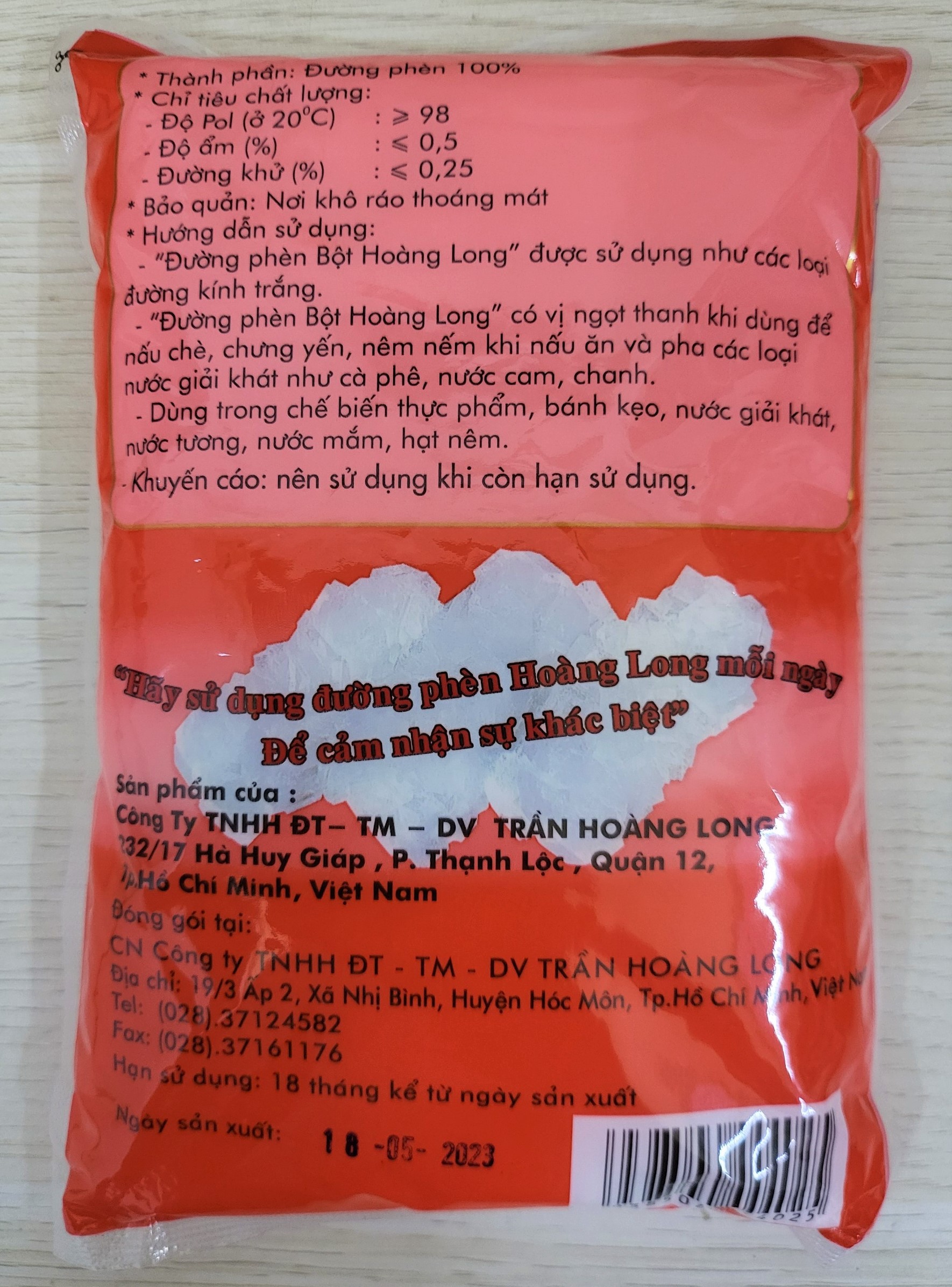 (gói ĐỎ 500g) ĐƯỜNG PHÈN BỘT HOÀNG LONG Rock Sugar Powder