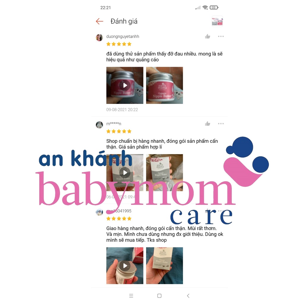 Kem nứt đầu ti earth mama ORGANIC