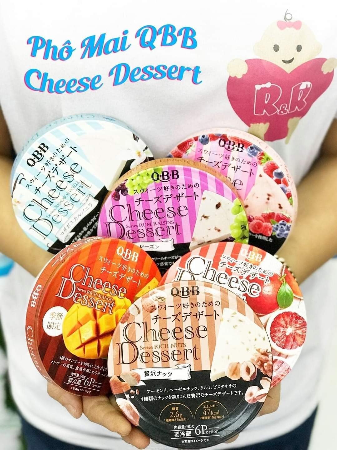 Phô Mai QBB trái cây tươi nhiều vị Nhật Bản, 6x15g