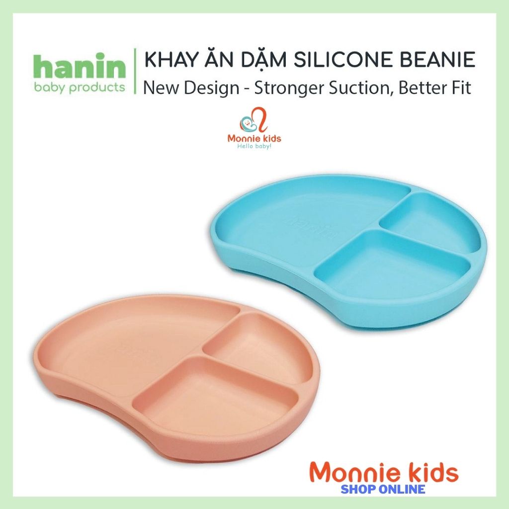 Khay Ăn Dặm Silicone HANIN Có Đáy Silicone Hút Dính Cực Mạnh, Chất Liệu An Toàn Cho Bé