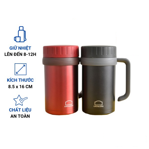 Ca, cốc giữ nhiệt 500ml lock&lock đen, đỏ- lhc9002