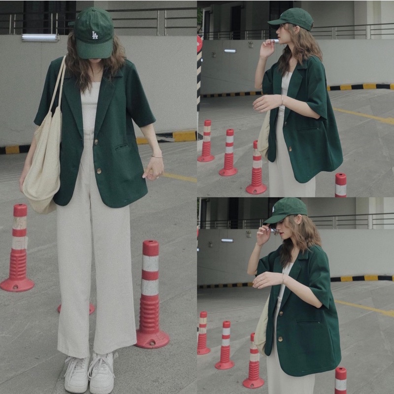 (Oldschoolcloth)ÁO BLAZER TAY NGẮN 1 LỚP ULZZANG (ẢNH THẬT/KÈM VIDEO)