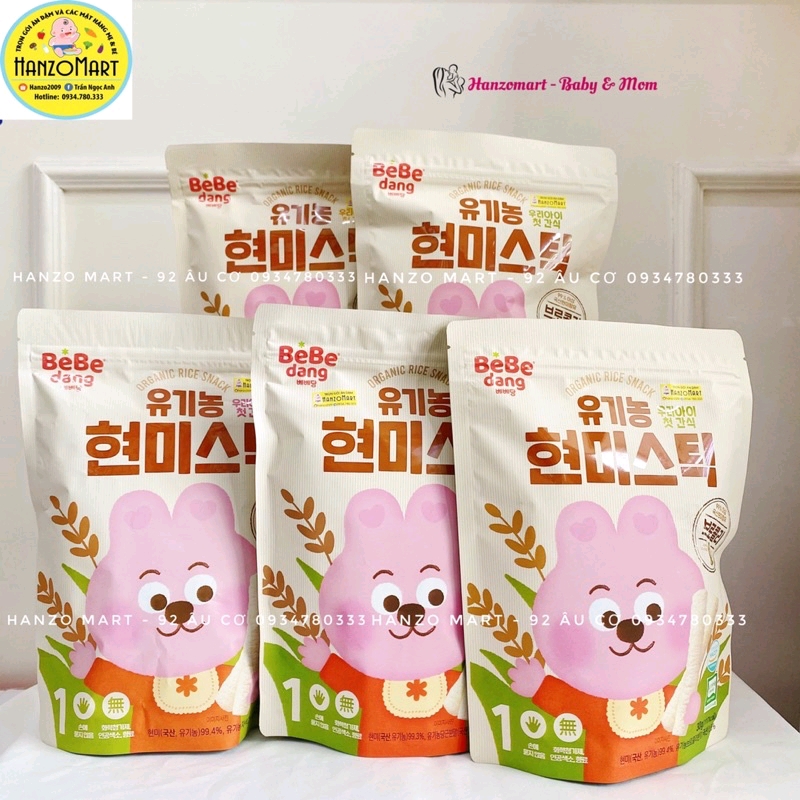 Bánh Ăn Dặm cho bé gạo lứt hữu cơ Bebedang Hàn Quốc 7m+ túi zip 30g