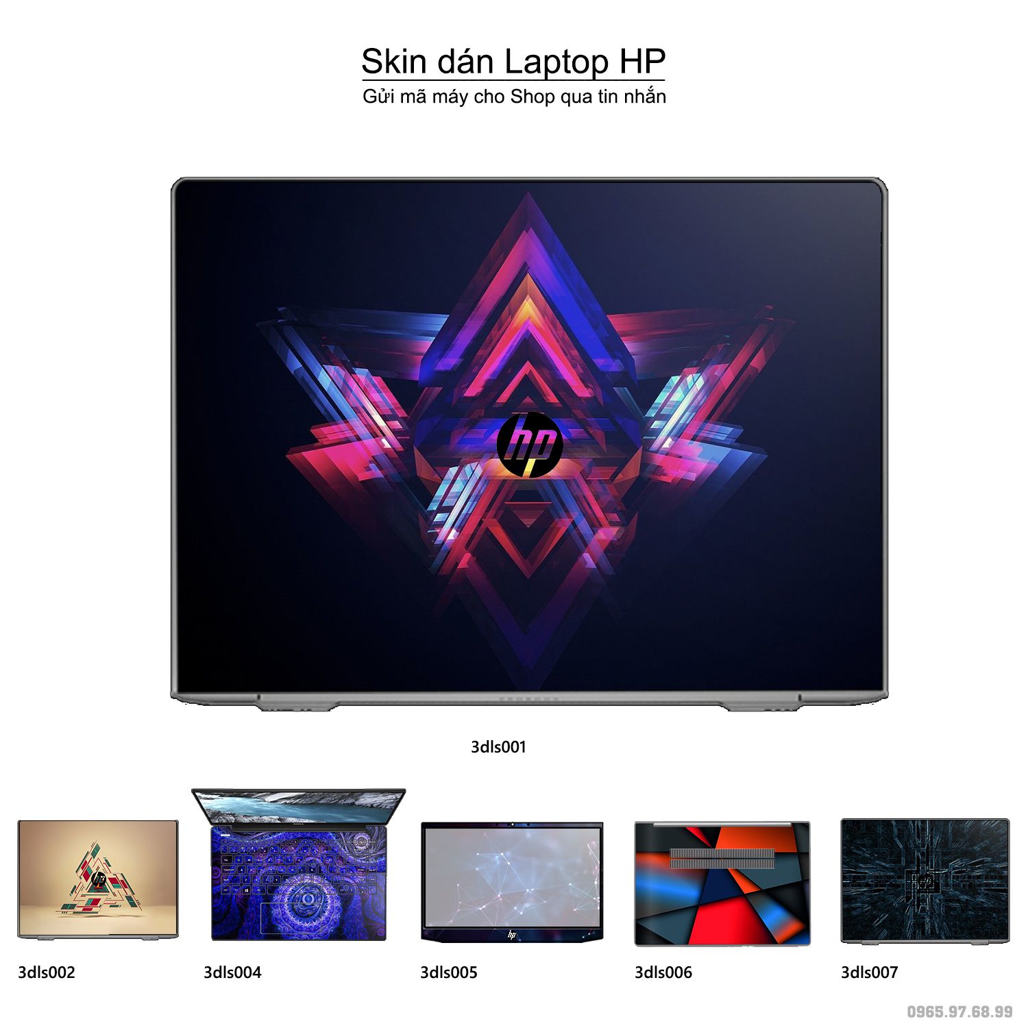 Decal Skin dán Laptop HP mẫu 3D (inbox mã máy cho shop)