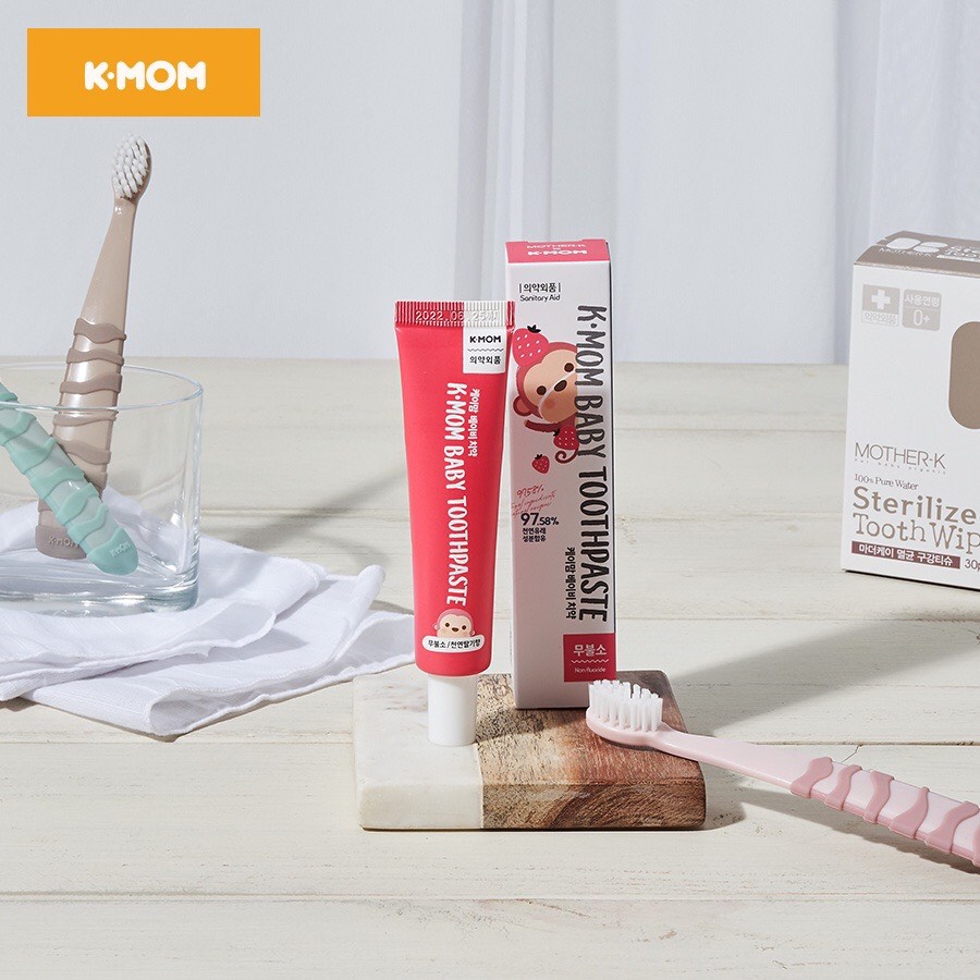 Kem đánh răng trẻ em không chứa flouride hồng K-mom 30g