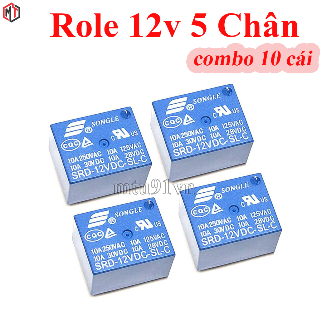 combo 10 - 20 chiếc - Relay 12V 5 chân Songle - SRD-12VDC-SL-C (Role loại Tốt)