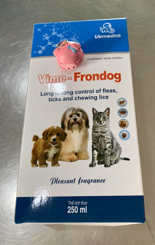 Chai xịt tiêu diệt ve, rận, bọ chét cho chó mèo Vime - Frondog an toàn cho thú mang thai và đang nuôi con
