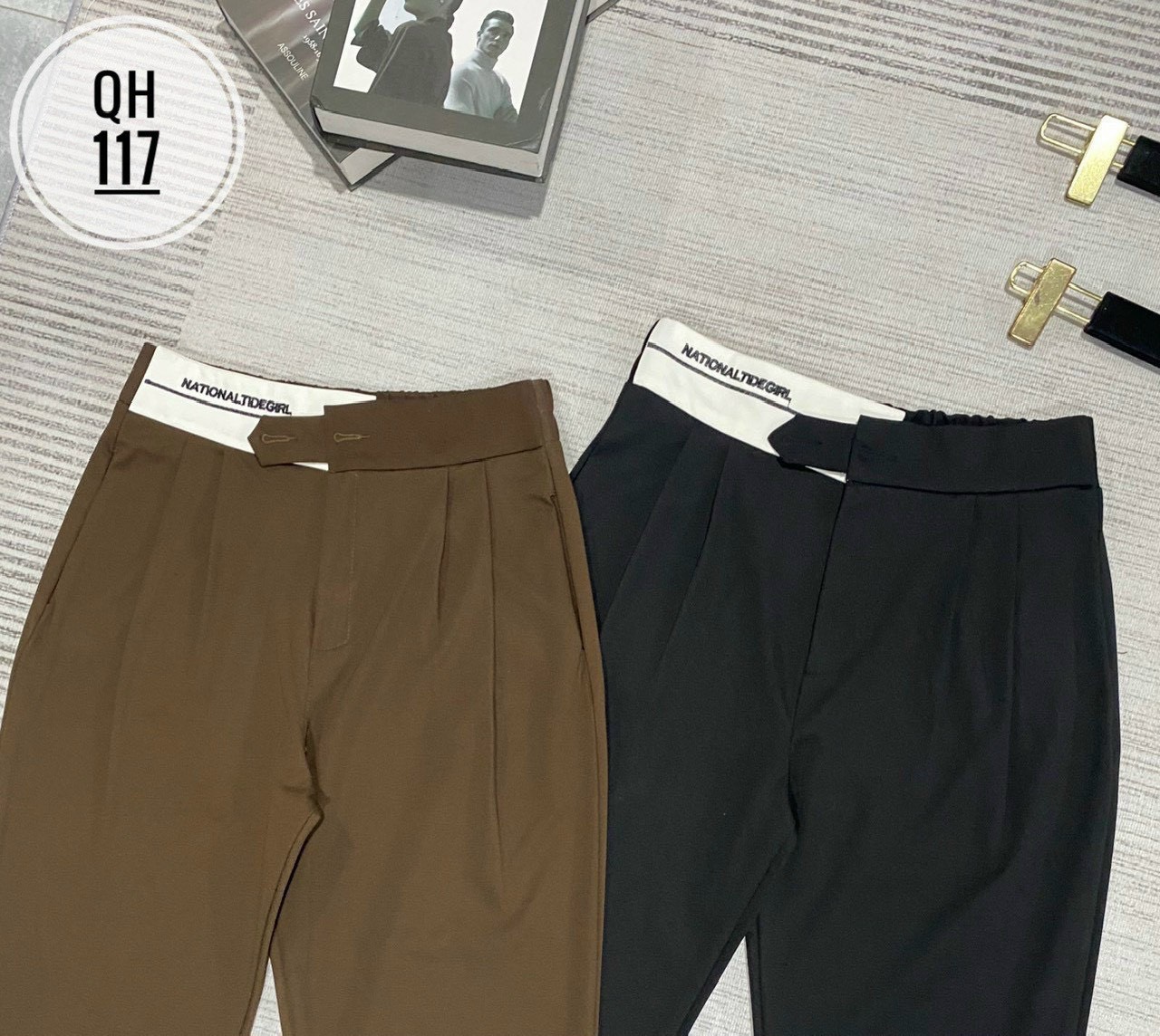 Quần baggy nữ công sở cạp chun