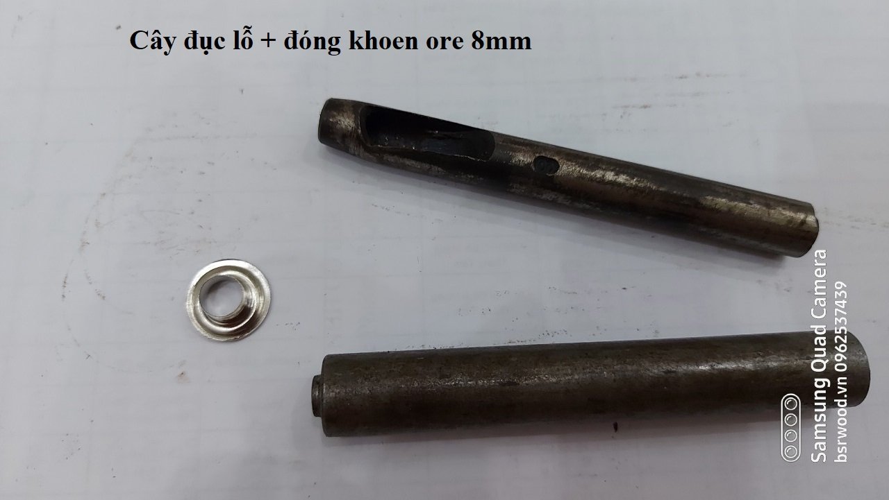 Combo cây bộ đục lỗ + cây đóng khoen ore 8mm + đế đóng khoen + 100 cái khoen ore 8mm bằng sắt