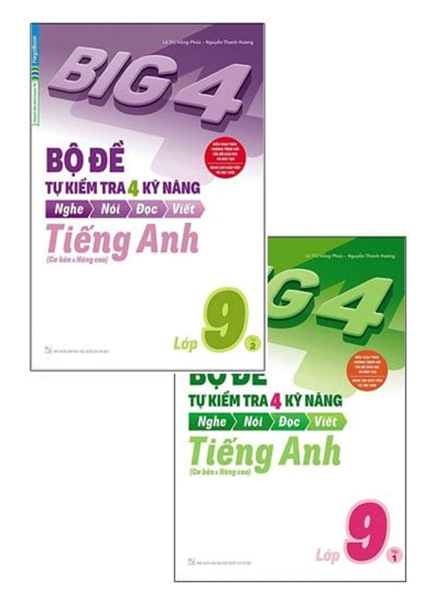 Sách - Combo Big 4 - Bộ Đề Tự Kiểm Tra 4 Kỹ Năng Nghe - Nói - Đọc - Viết Tiếng Anh Lớp 9 (Bộ 2 Cuốn) - MEGA - Newshop