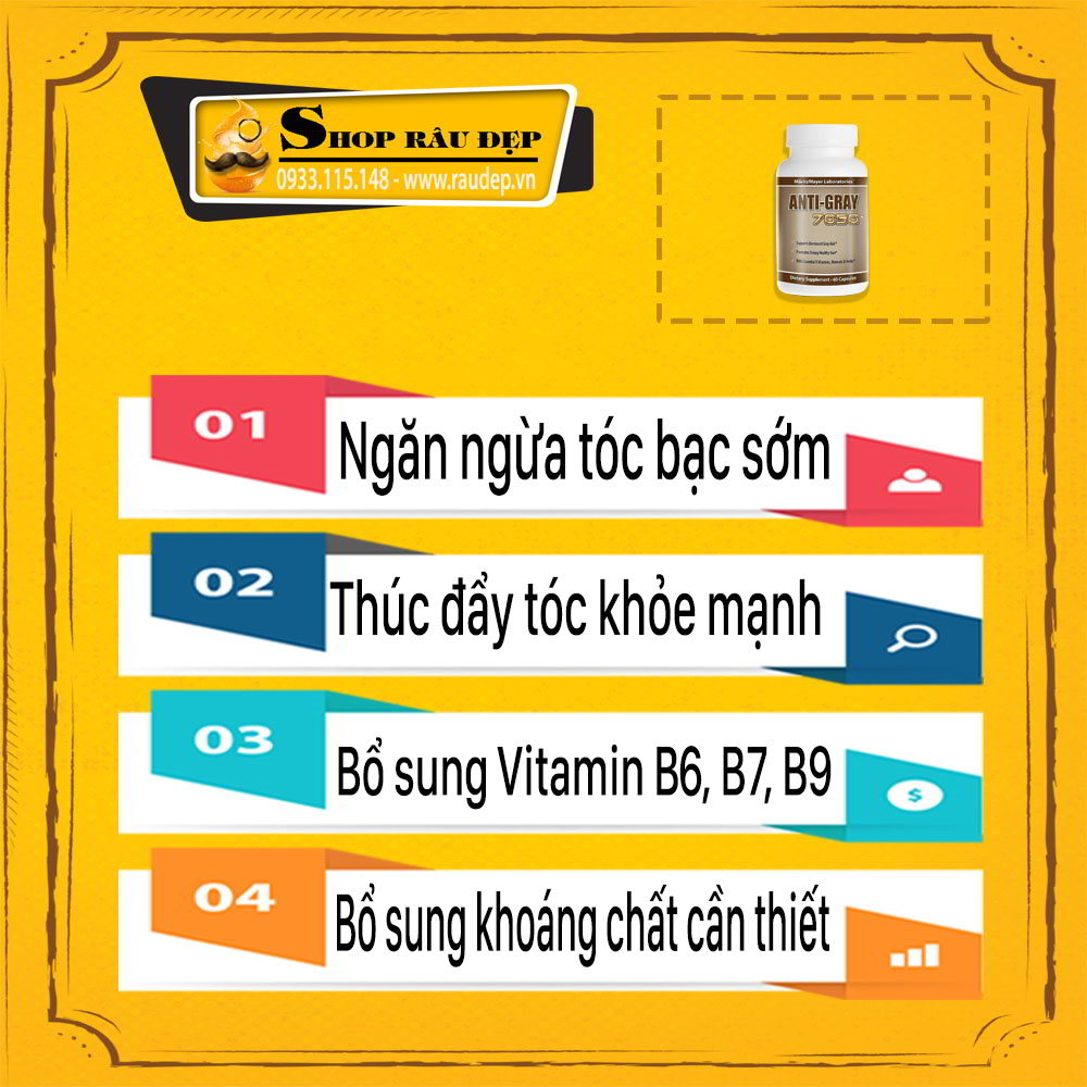 Viên Uống Chống Tóc Bạc Sớm Anti Gray 7050