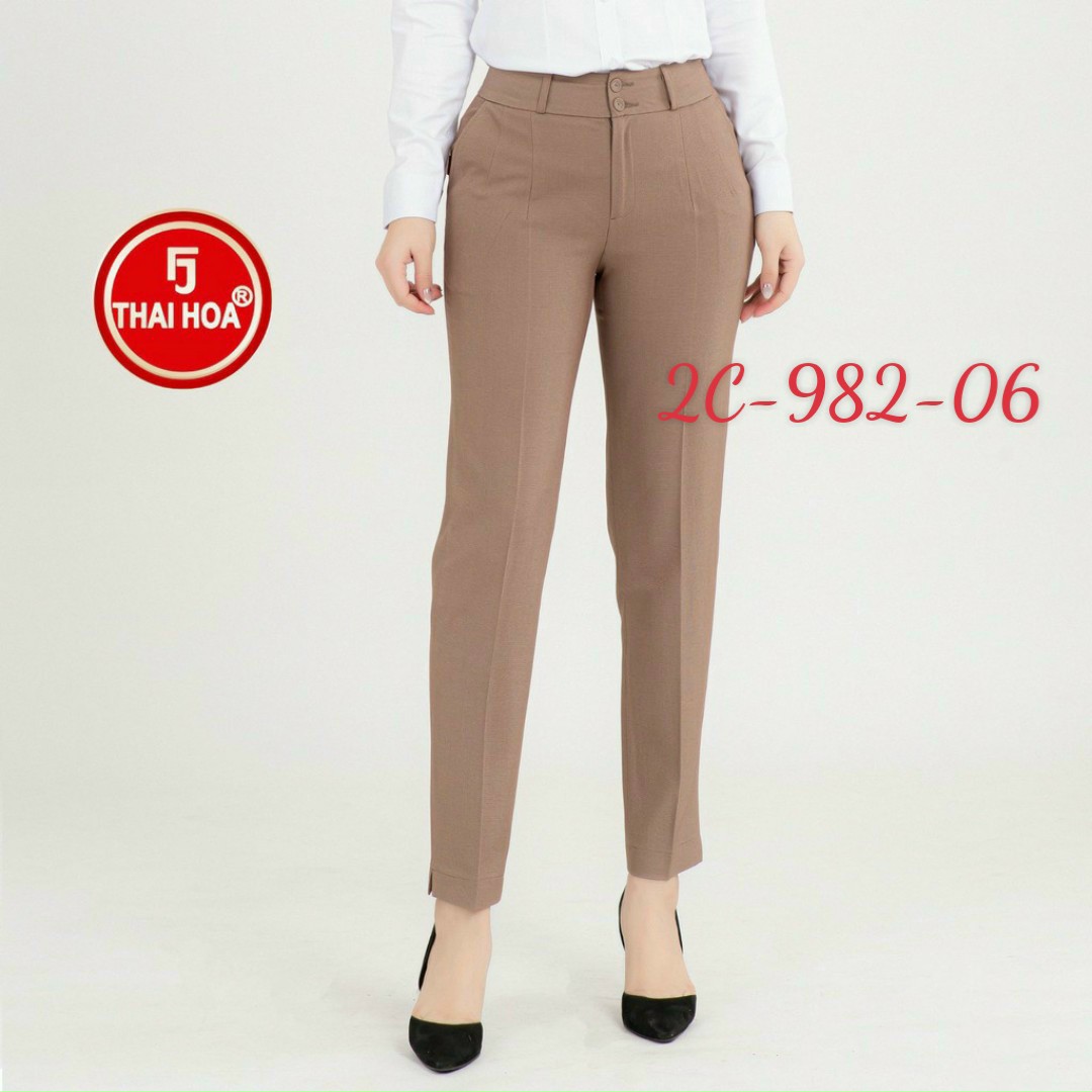 Quần tây Thái Hòa màu đen lưng cao ly chìm vải mềm 2c-982