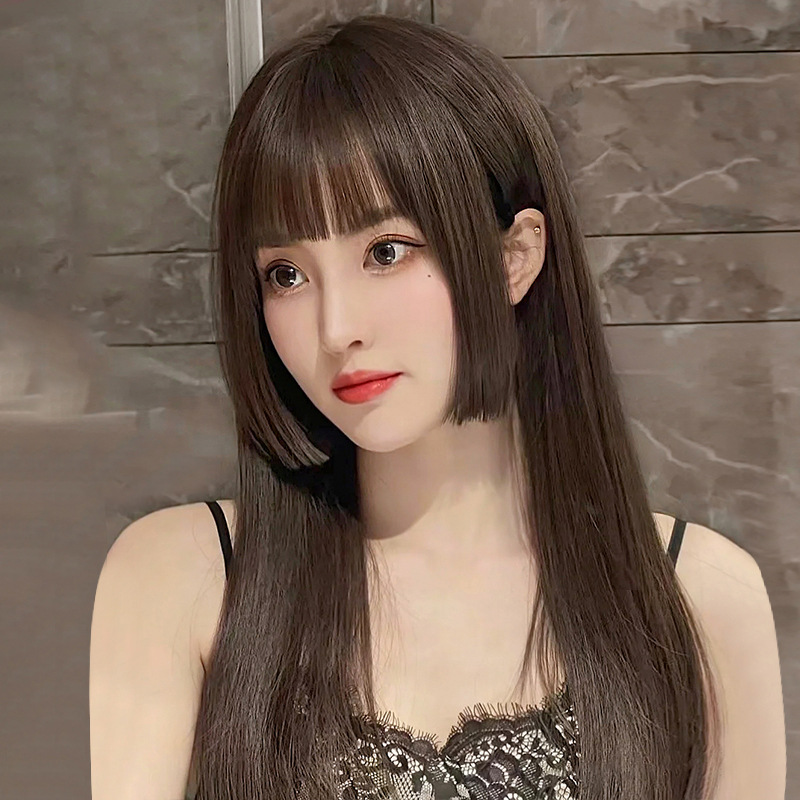 [TẶNG LƯỚI] Tóc giả nữ cả đầu thẳng dài mái hime - TG001
