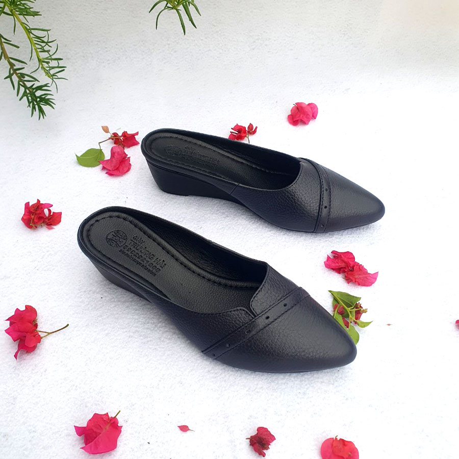 Giày dép nữ sục da bò đế xuồng 5cm mũi nhọn trường hải s129 có size lớn