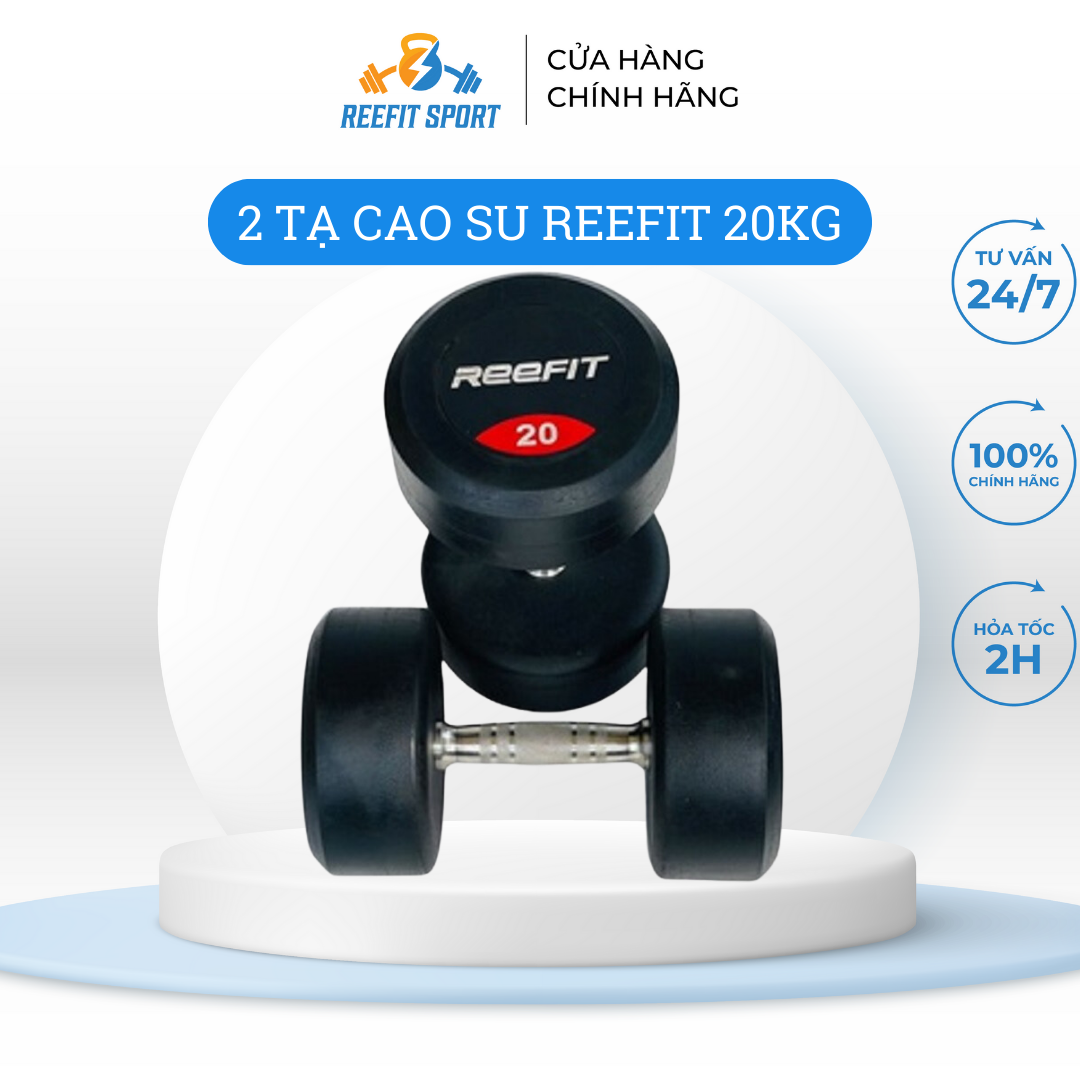 Bộ 2 tạ tay cao su reefit 20kg tạ phòng tập