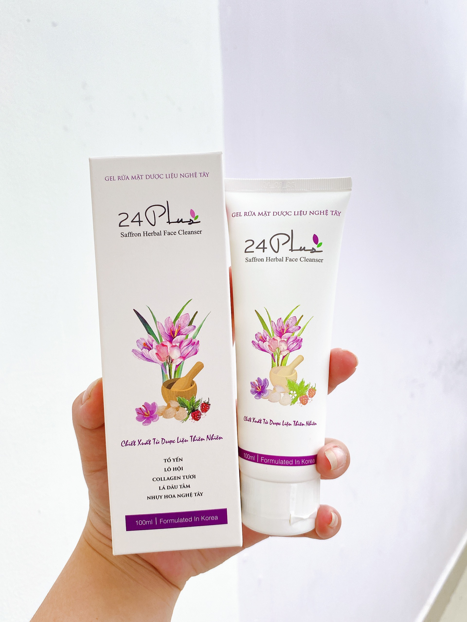 GEL RỬA MẶT DƯỢC LIỆU NGHỆ TÂY 24Plus 100ml (Dược mỹ phẩm thuần Chay)