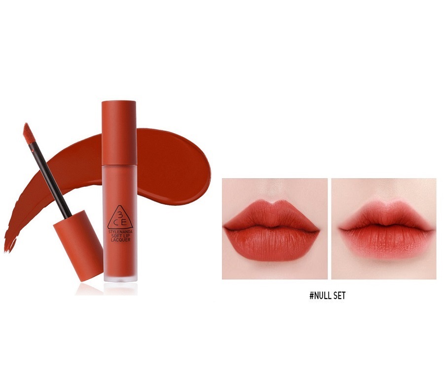 Son 3CE Kem Soft Lip Lacquer Màu NULL SET - Đỏ Gạch