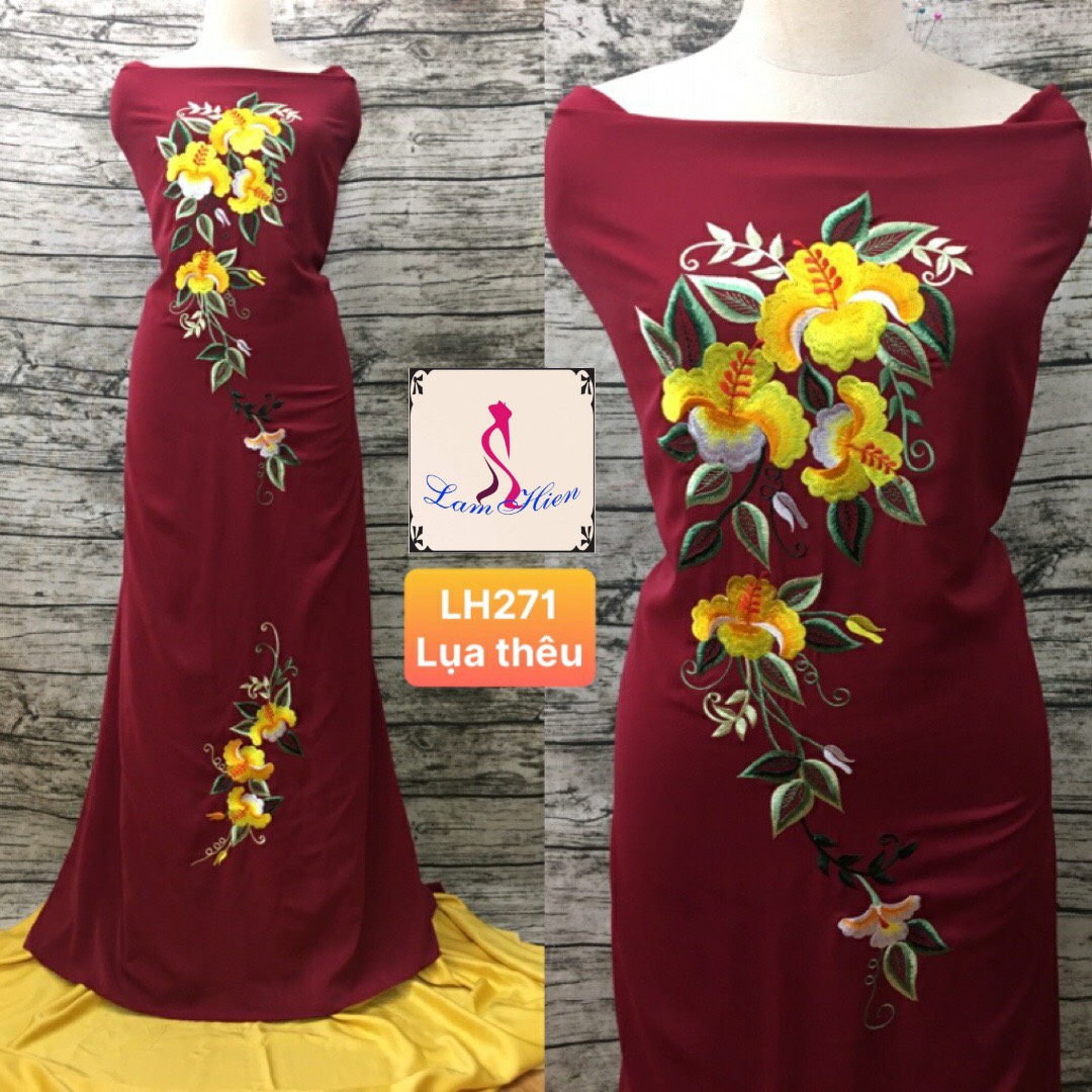 Vải áo dài lụa đẹp bông thêu LH271