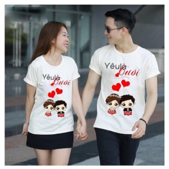 Combo 2 áo in chữ yêu là cưới vải thun tay lỡ mềm mịn tôn dáng