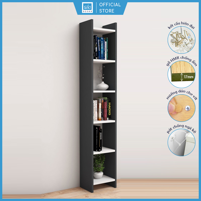 Kệ Sách Gỗ Để Sàn Phòng Khách SIB Decor Gỗ Chống Ẩm, Kèm Pát Chống Đổ Kệ An Toàn Kích Thước 155 x 28,6 x 22cm