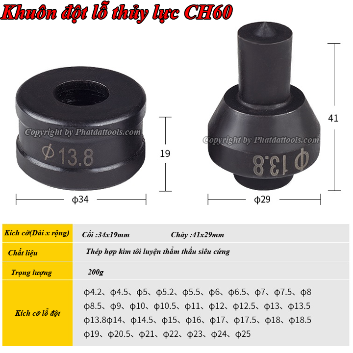 Khuôn Đột Lỗ Tròn Cho Máy Đột Lỗ Thủy Lực CH60