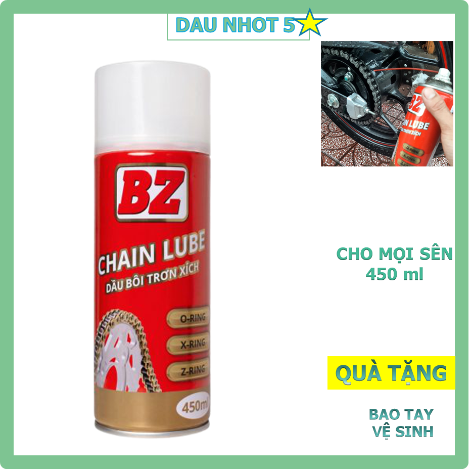 XỊT DƯỠNG SÊN BZ, BÔI TRƠN SÊN XÍCH BZ CHAIN LUBE - BÁM DÍNH DẠNG TƠ NHỆN
