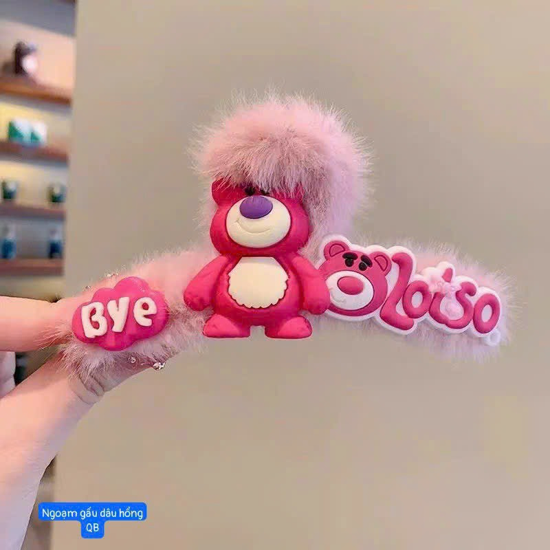 Kẹp Tóc Lông Gấu Dâu Lotso Hàn Quốc So Cute 2 Màu