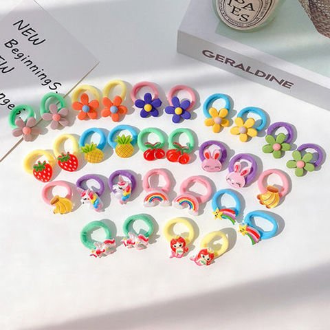 Xả kho set 10 dây buộc tóc hoa quả hình thú cho bé