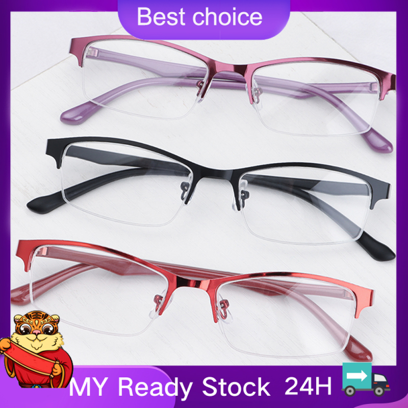 Giá bán 🔥In stock🔥Metal Half Frame Myopia Glasses Women Optical Prescription Eyeglasses Reduces Eye Strain Short-sighted Eyewear -1.0 to-4.0