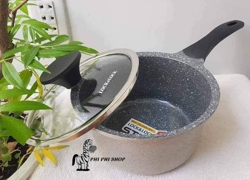 Nồi vân đá Lock&Lock Stone chống dính bếp từ 1 tay cầm kích thước 18cm LCA6181D-IH