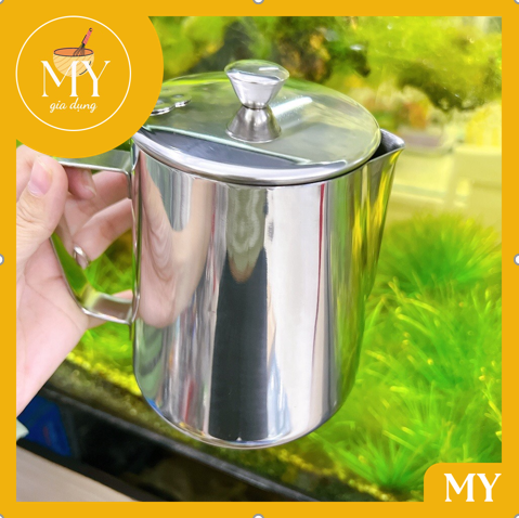 Ca đánh sữa inox có nắp - ca mỏ có nắp cao cấp ca 1Lit và 1,5Lít