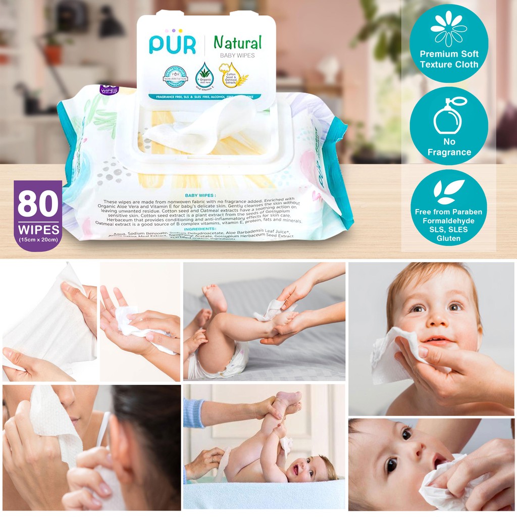 Combo 3 gói khăn ướt Pur loại 80 tờ