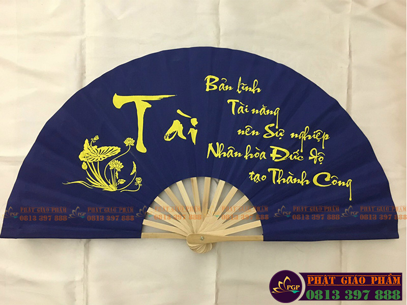 Quạt  Cầm Tay Thư Pháp  - Vải Lụa